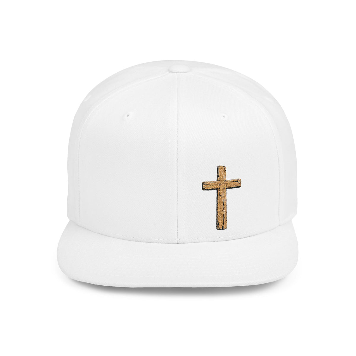 Gold Glitter Cross Flat Bill Snapback Hat