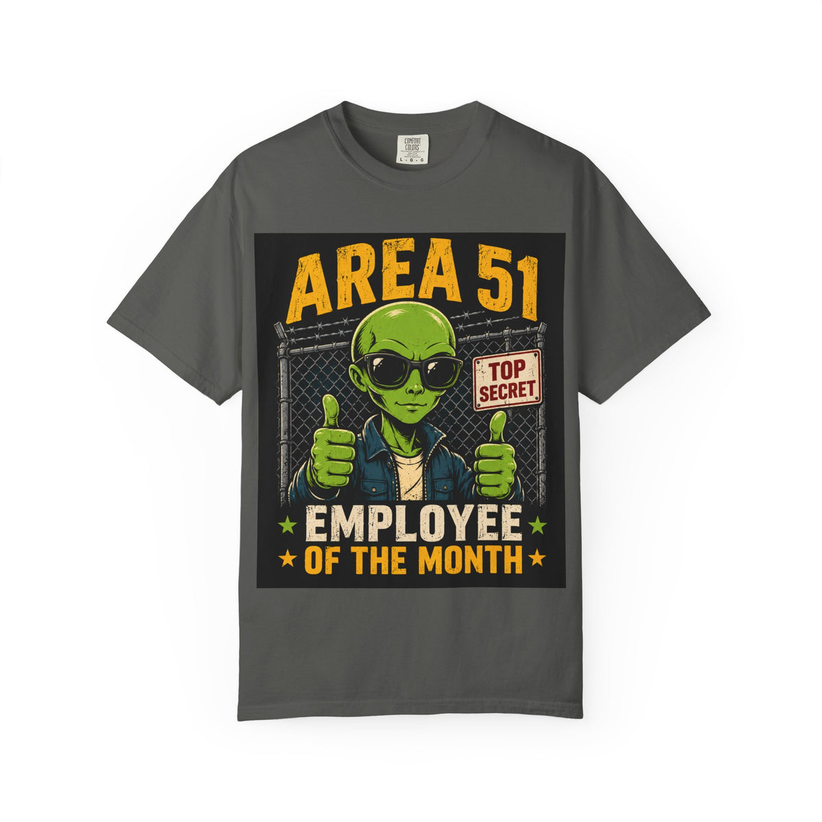 Area 51 Employee of the Month T-Shirt | Alien Thumbs Up Top Secret Design