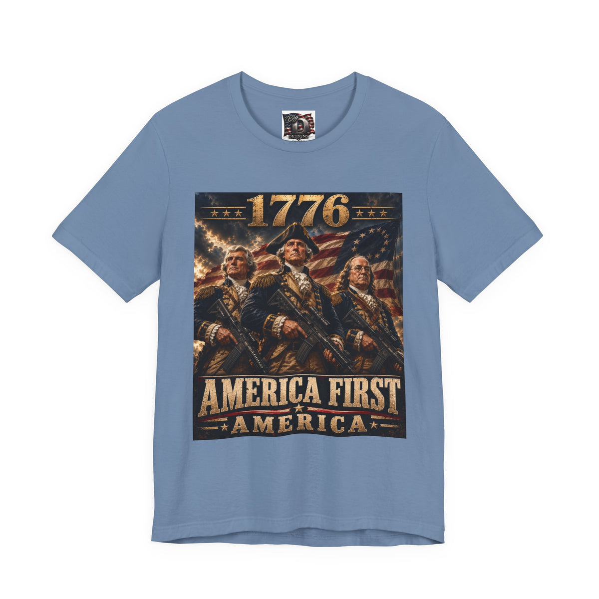 1776 Revolutionary Soldiers America First T-Shirt | Patriotic Independence Design