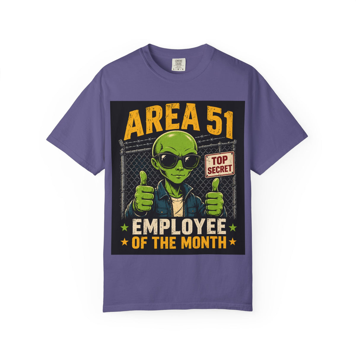 Area 51 Employee of the Month T-Shirt | Alien Thumbs Up Top Secret Design
