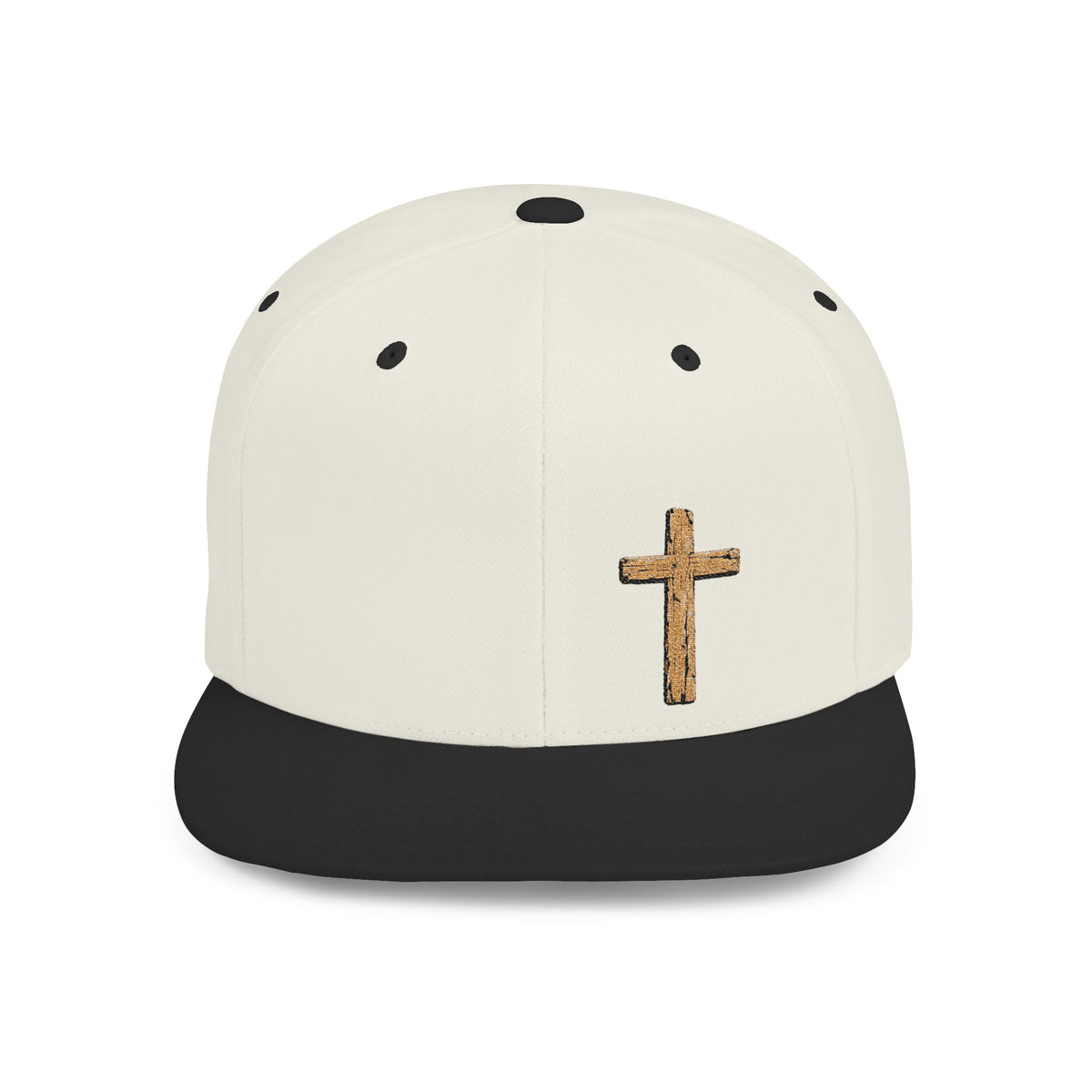 Gold Glitter Cross Flat Bill Snapback Hat