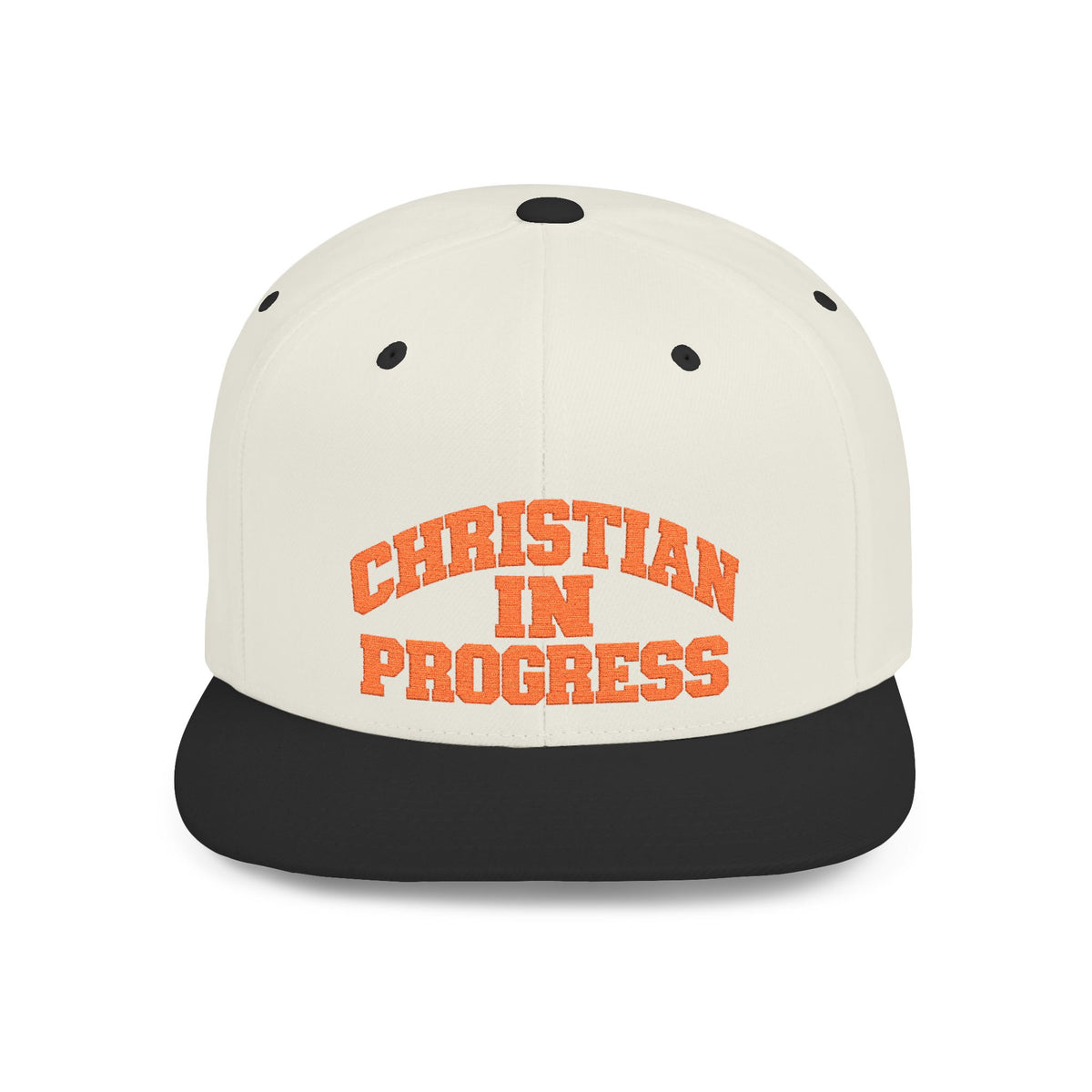 Snapback Hat — "Christian In Progress" Embroidered Flat Bill