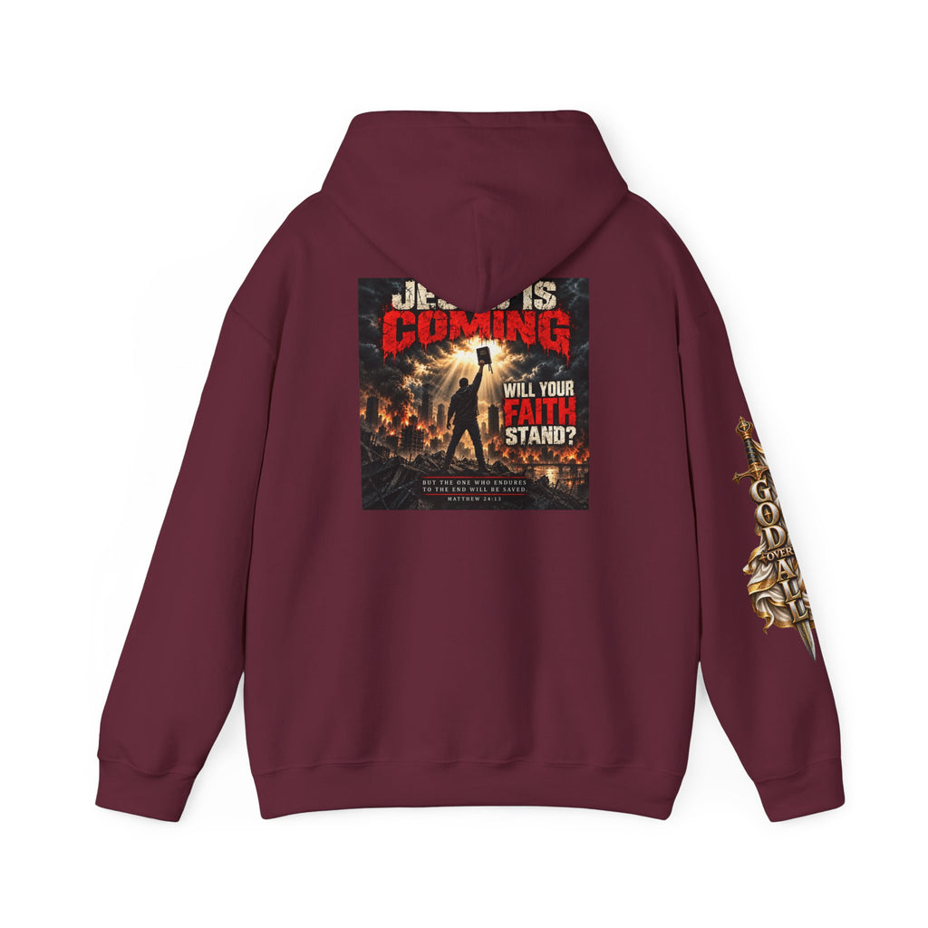 Religious Graphic Hoodie — "Jesus Is Coming / One God One Salvation" Apocalyptic Faith Sweater