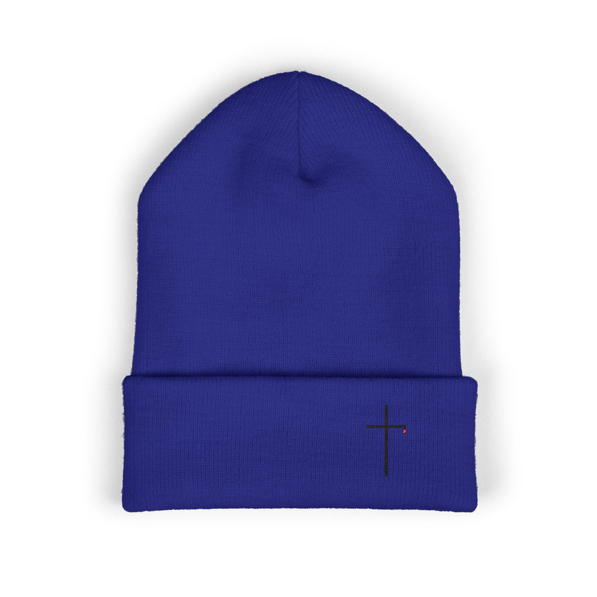 Embroidered Minimal Cross Cuffed Beanie