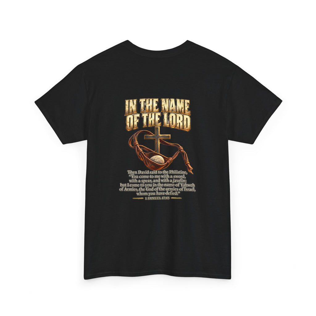 Christian Faith T-Shirt — "In the Name of the Lord" Cross & Scripture Graphic Tee
