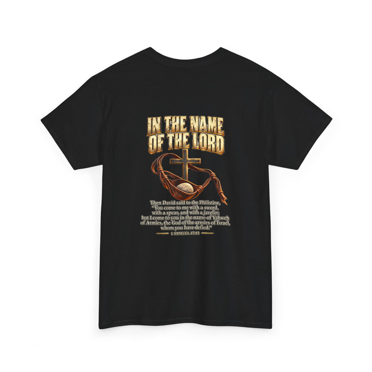 Christian Faith T-Shirt — "In the Name of the Lord" Cross & Scripture Graphic Tee
