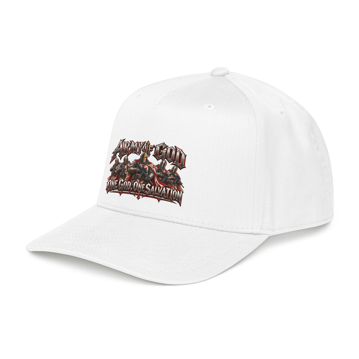 Metal Band Graphic Baseball Cap — "One God, One Salvation" Design