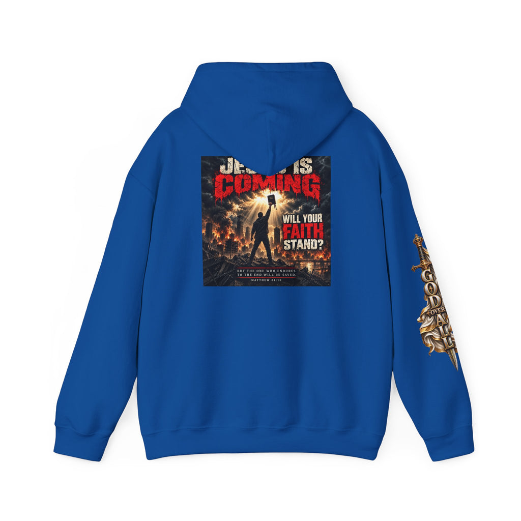 Religious Graphic Hoodie — "Jesus Is Coming / One God One Salvation" Apocalyptic Faith Sweater