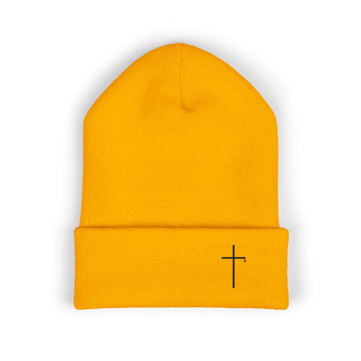 Embroidered Minimal Cross Cuffed Beanie
