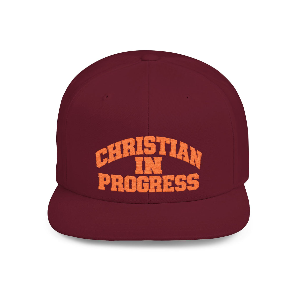 Snapback Hat — "Christian In Progress" Embroidered Flat Bill
