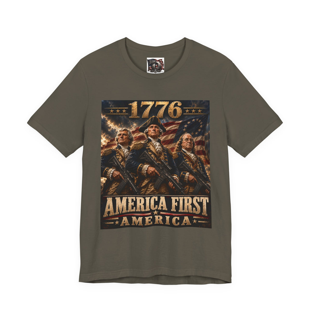 1776 Revolutionary Soldiers America First T-Shirt | Patriotic Independence Design