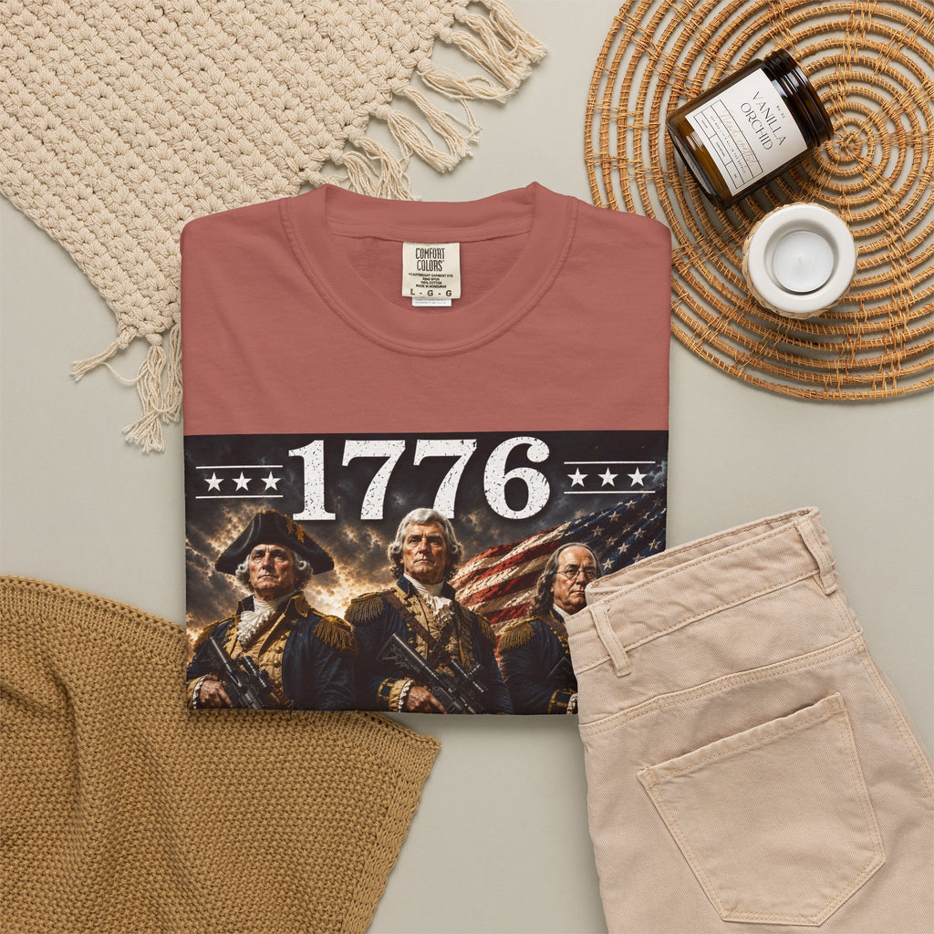 1776 Revolutionary Soldiers America First T-Shirt | Home of the Free
