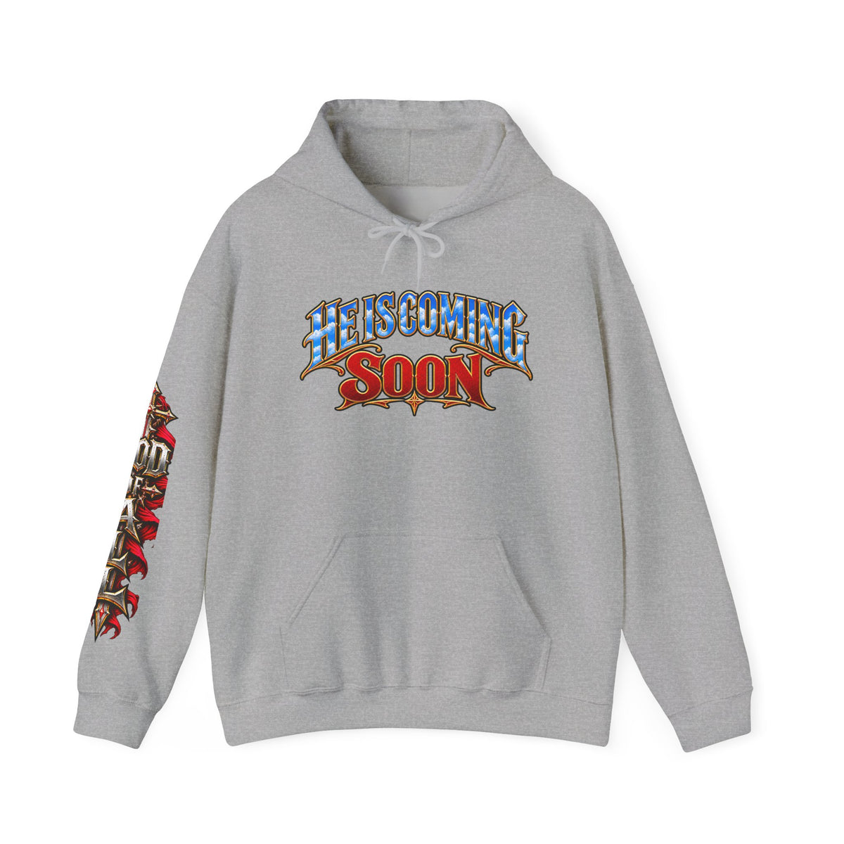He Is Coming Soon Christian Hoodie – Front, Back & Sleeve Design