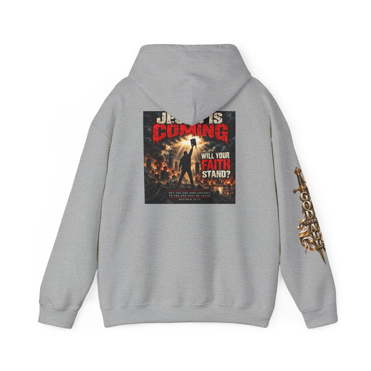 Religious Graphic Hoodie — "Jesus Is Coming / One God One Salvation" Apocalyptic Faith Sweater
