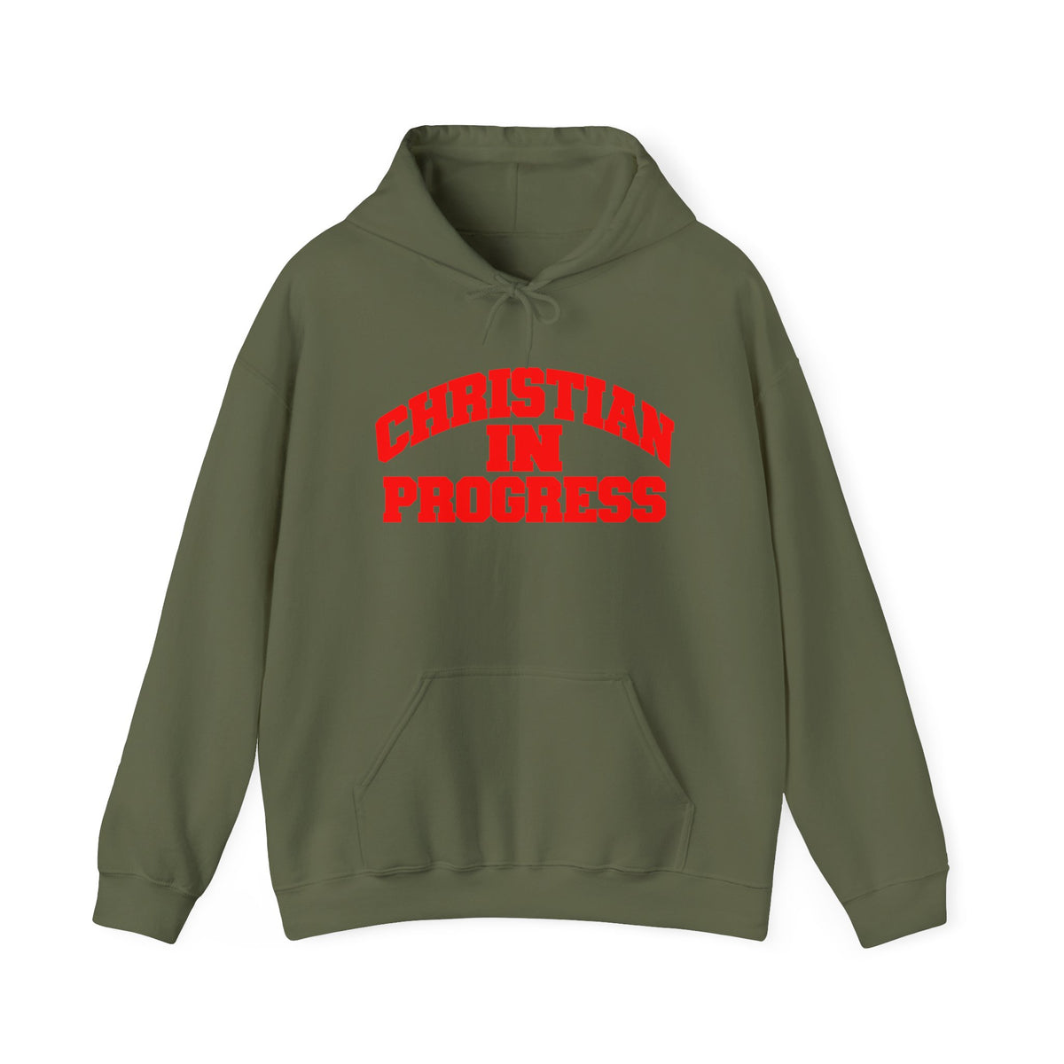 Christian In Progress hoodie | Faith Script Front, Heaven Graphic Back