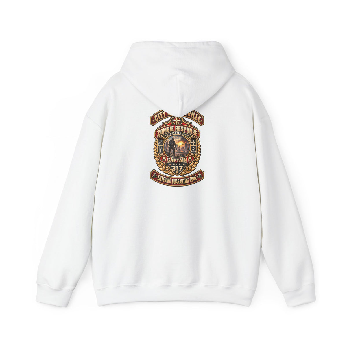 Vintage Firefighter Captain Emblem Hooded Sweatshirt