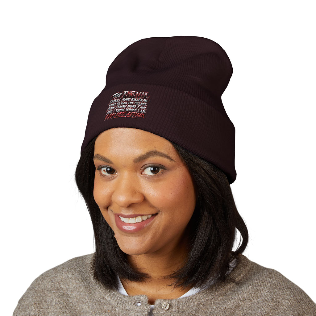 Embroidered 'Love' Script Cuffed Beanie - Classic Knit Winter Hat