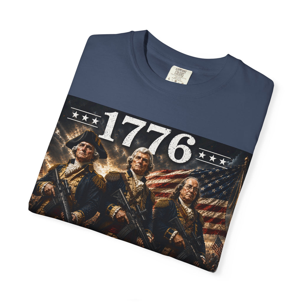 1776 Revolutionary Soldiers America First T-Shirt | Home of the Free