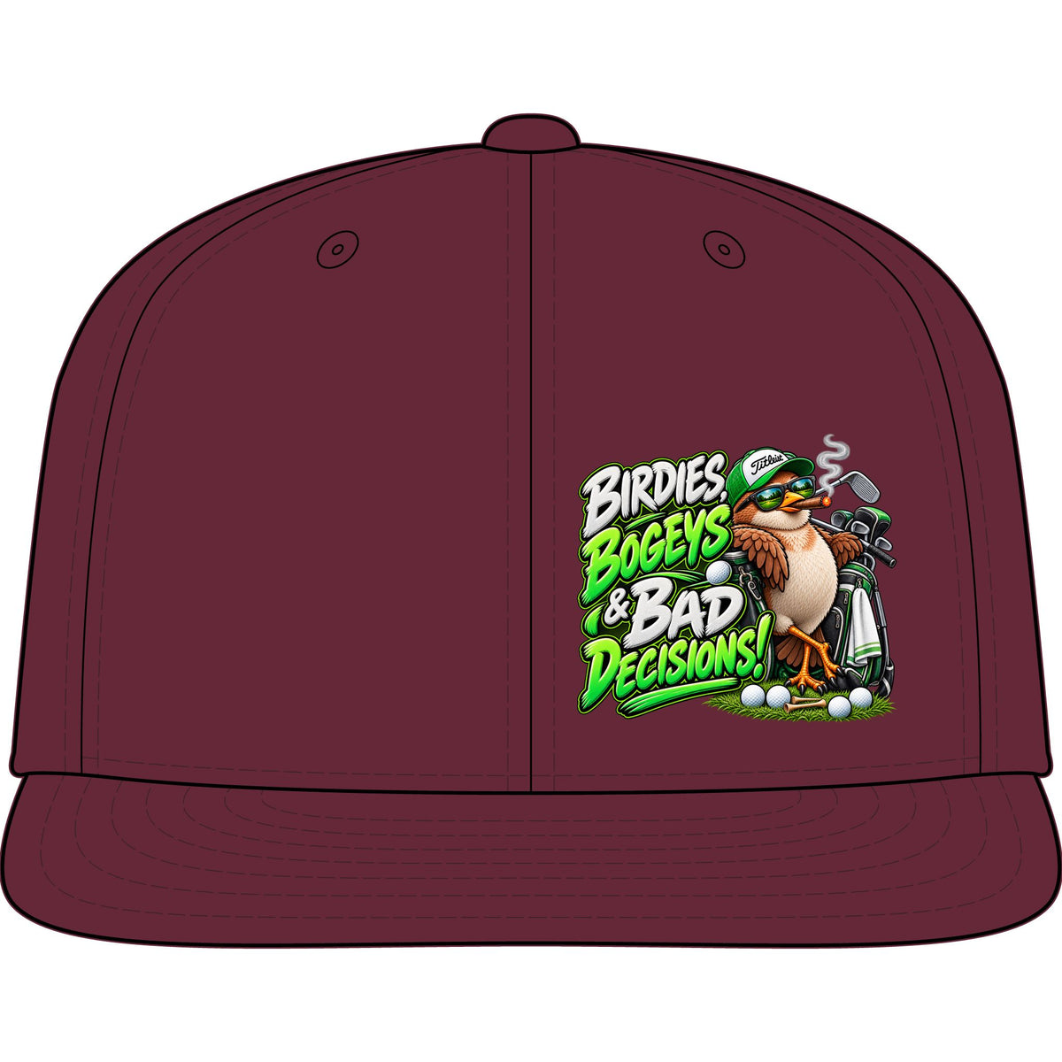 Birdies Bogeys & Bad Decisions Golf Snapback Cap