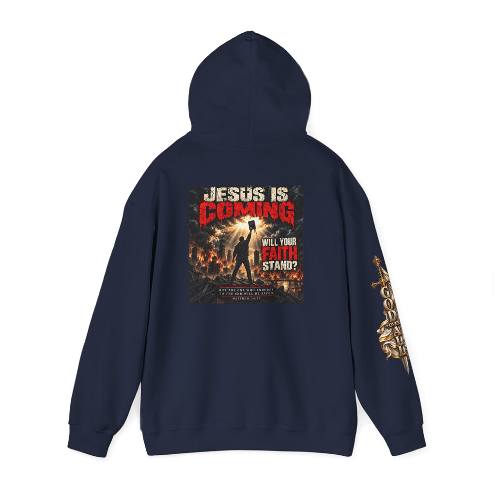 Religious Graphic Hoodie — "Jesus Is Coming / One God One Salvation" Apocalyptic Faith Sweater
