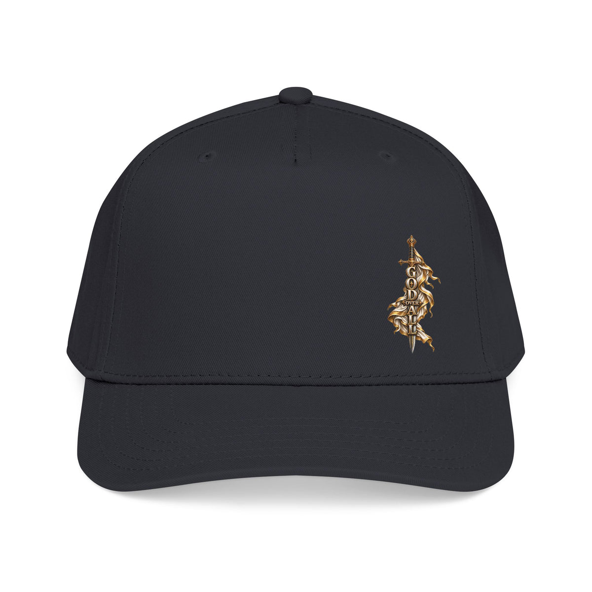 Baseball Cap — Ornate Gold Floral Cross Embroidered