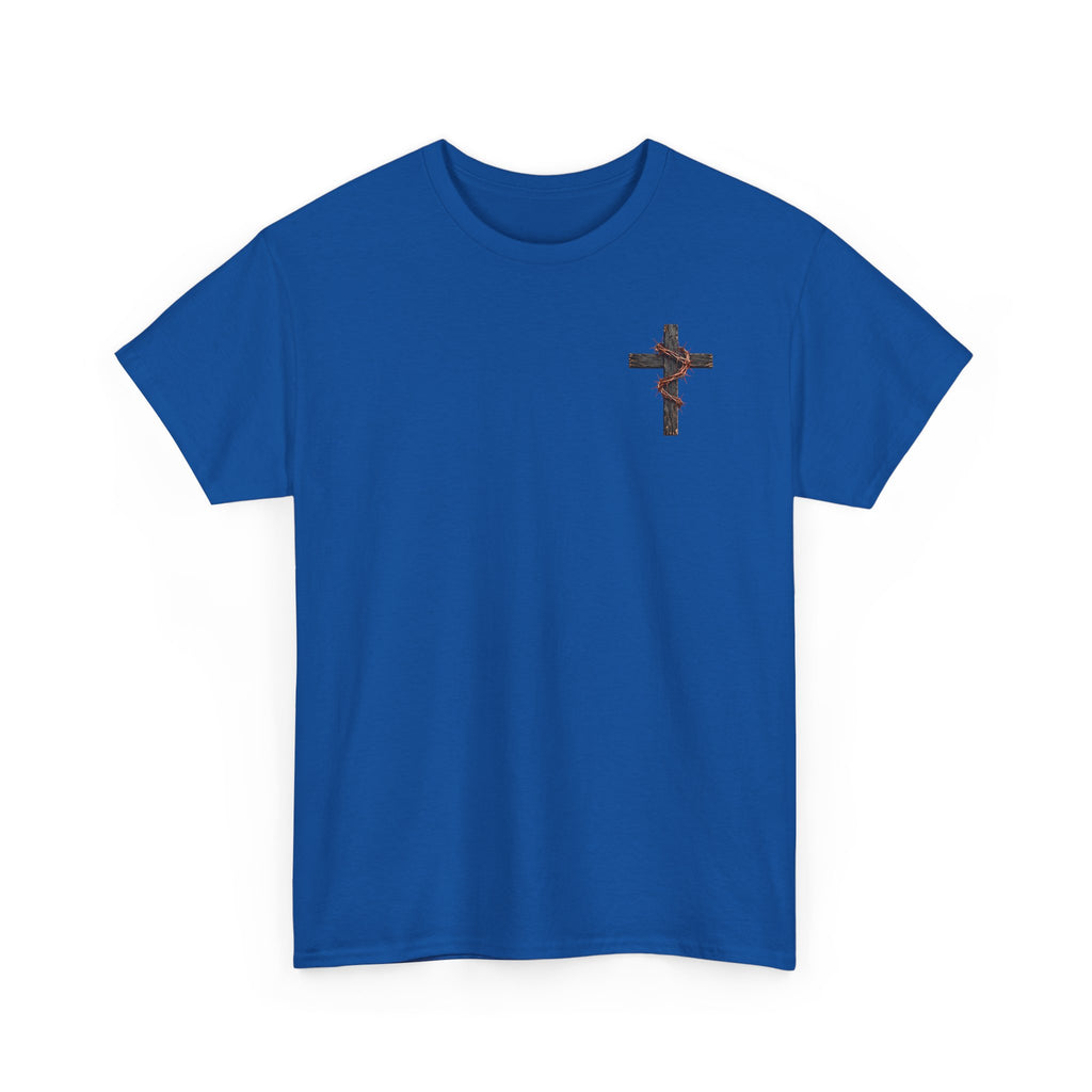 Christian Cross Chest Tee — Small Floral Cross T-Shirt