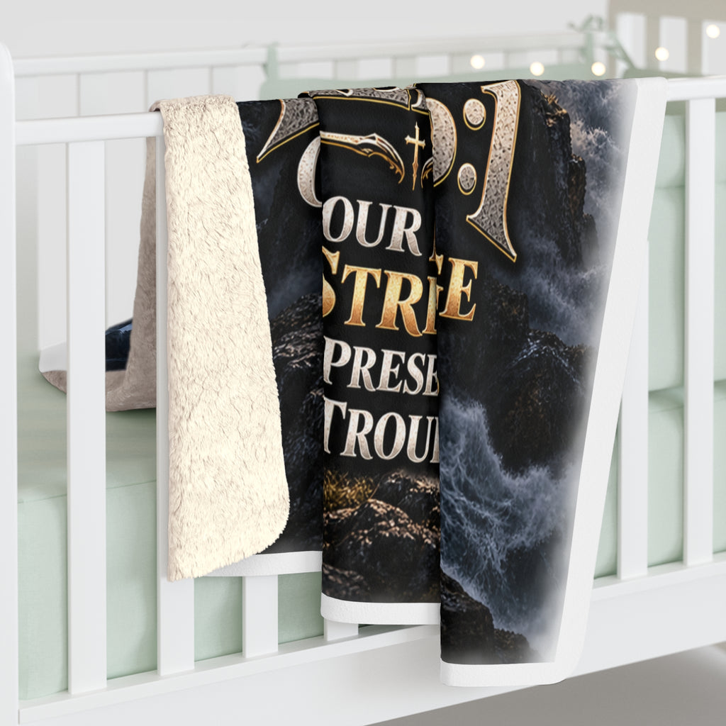 Psalm 46:1 God Is Our Refuge Sherpa Fleece Blanket