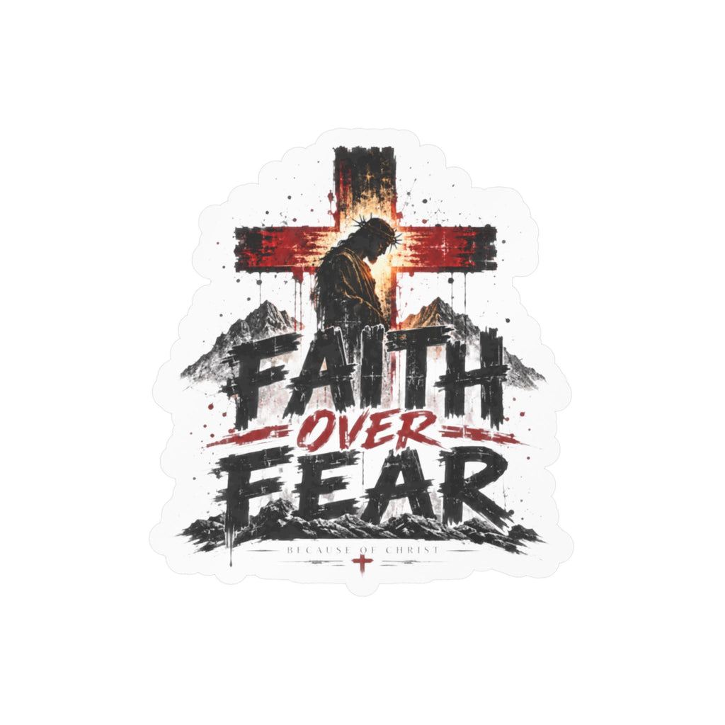 Faith Over Fear Kiss-Cut Vinyl Sticker — Christian Cross Inspirational Decal