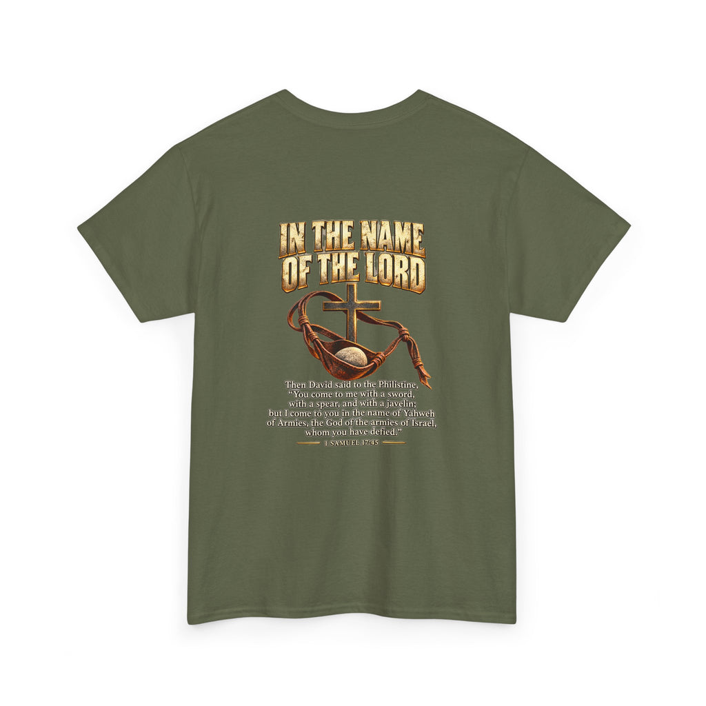 Christian Faith T-Shirt — "In the Name of the Lord" Cross & Scripture Graphic Tee