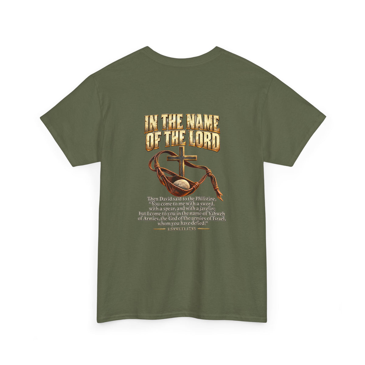 Christian Faith T-Shirt — "In the Name of the Lord" Cross & Scripture Graphic Tee