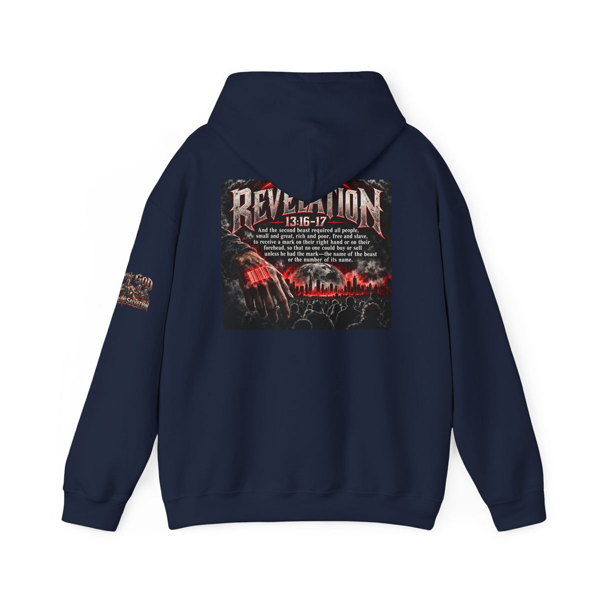 Revelation 13:16-17 Christian Hoodie – 'The Devil' Verse Graphic Pullover
