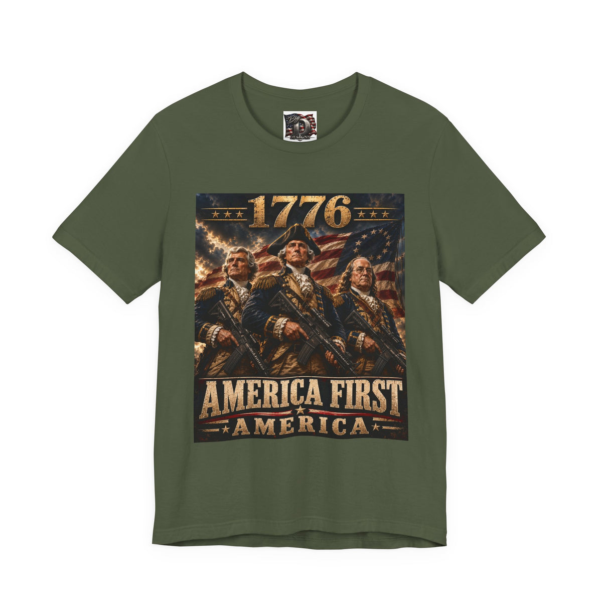 1776 Revolutionary Soldiers America First T-Shirt | Patriotic Independence Design