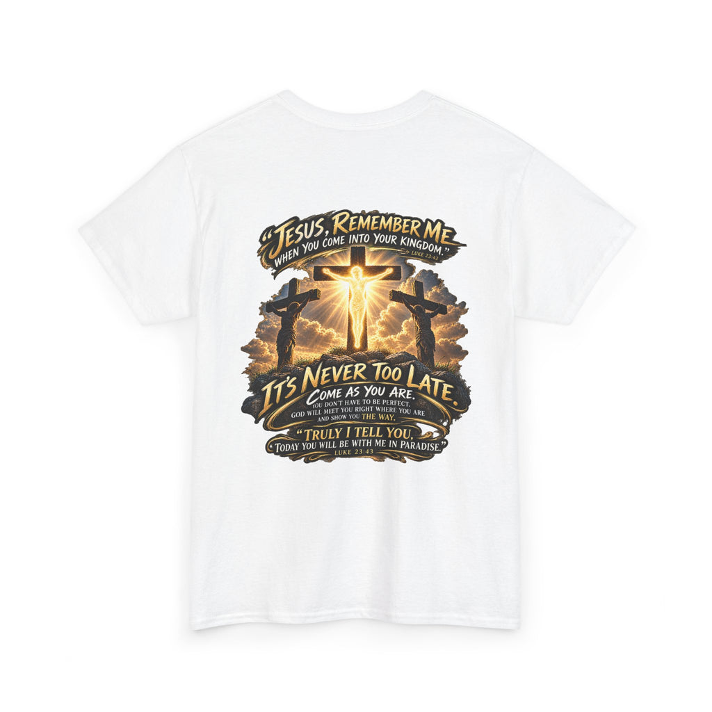 Christian Cross Chest Tee — Small Floral Cross T-Shirt