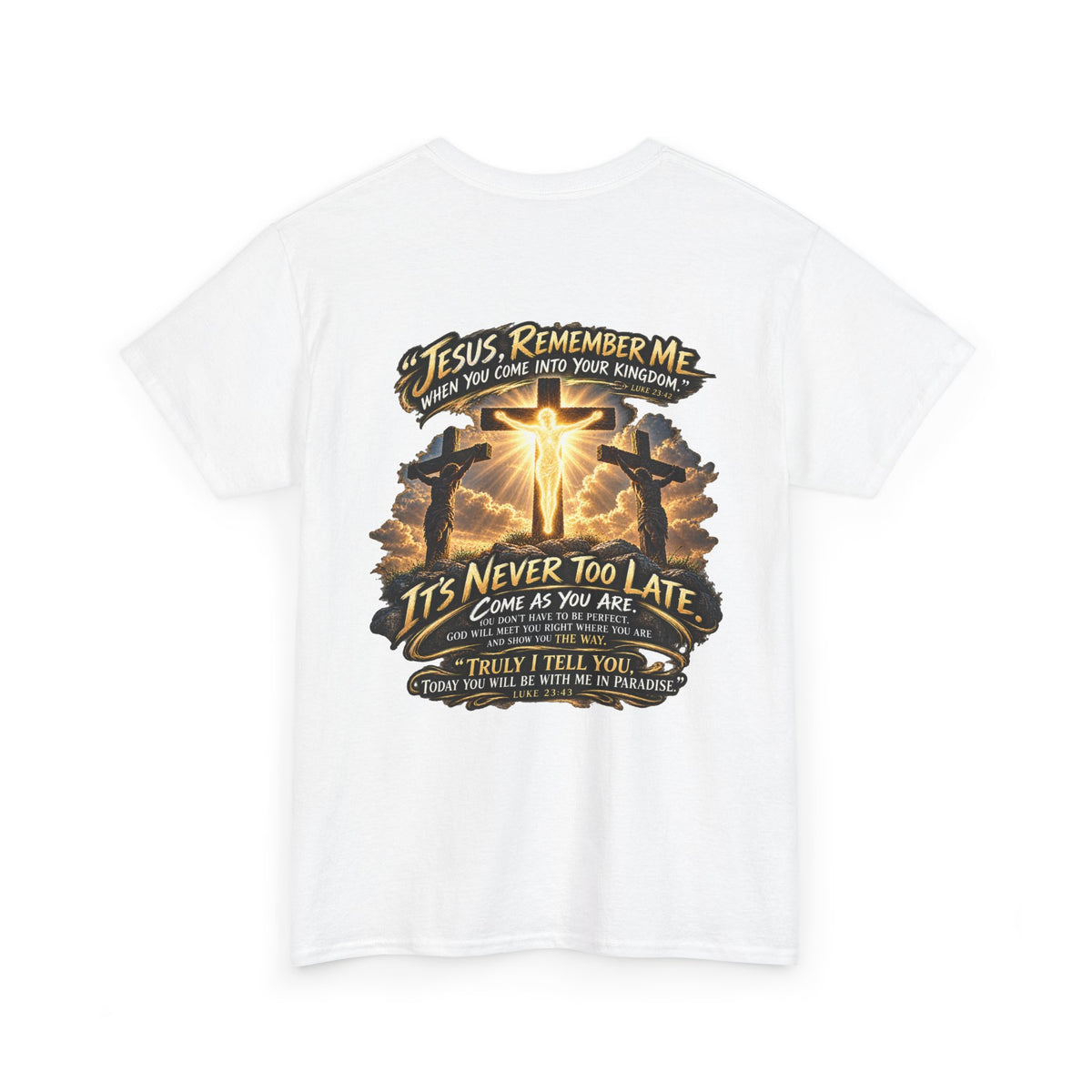 Christian Cross Chest Tee — Small Floral Cross T-Shirt