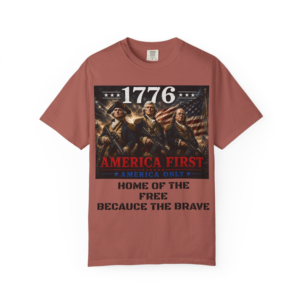 1776 Revolutionary Soldiers America First T-Shirt | Home of the Free