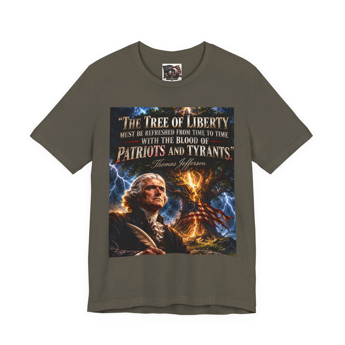 Tree of Liberty quote Tee | George Washington portrait, lightning, dramatic patriotic design