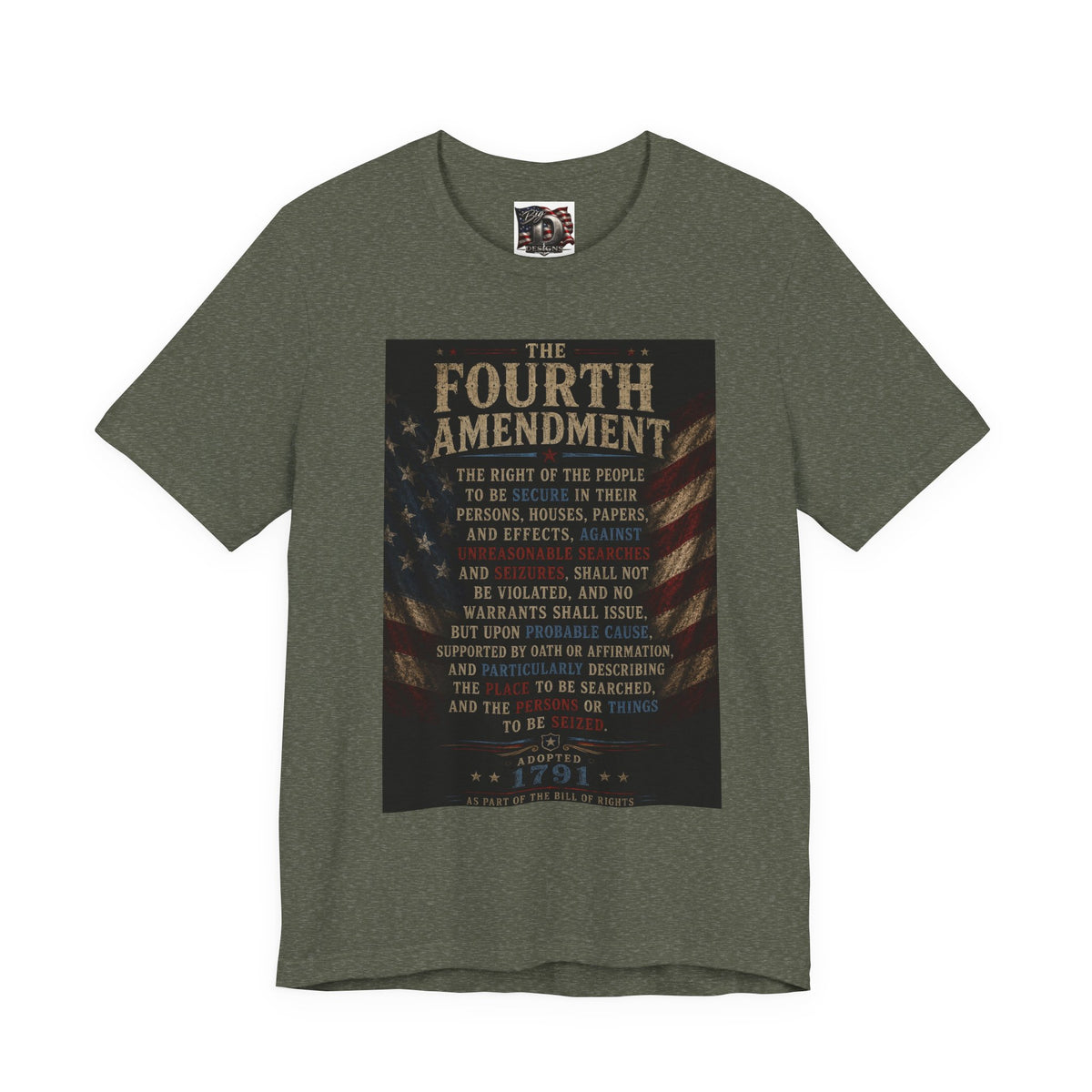 Fourth Amendment text tee | Constitution rights shirt, patriotic flag design