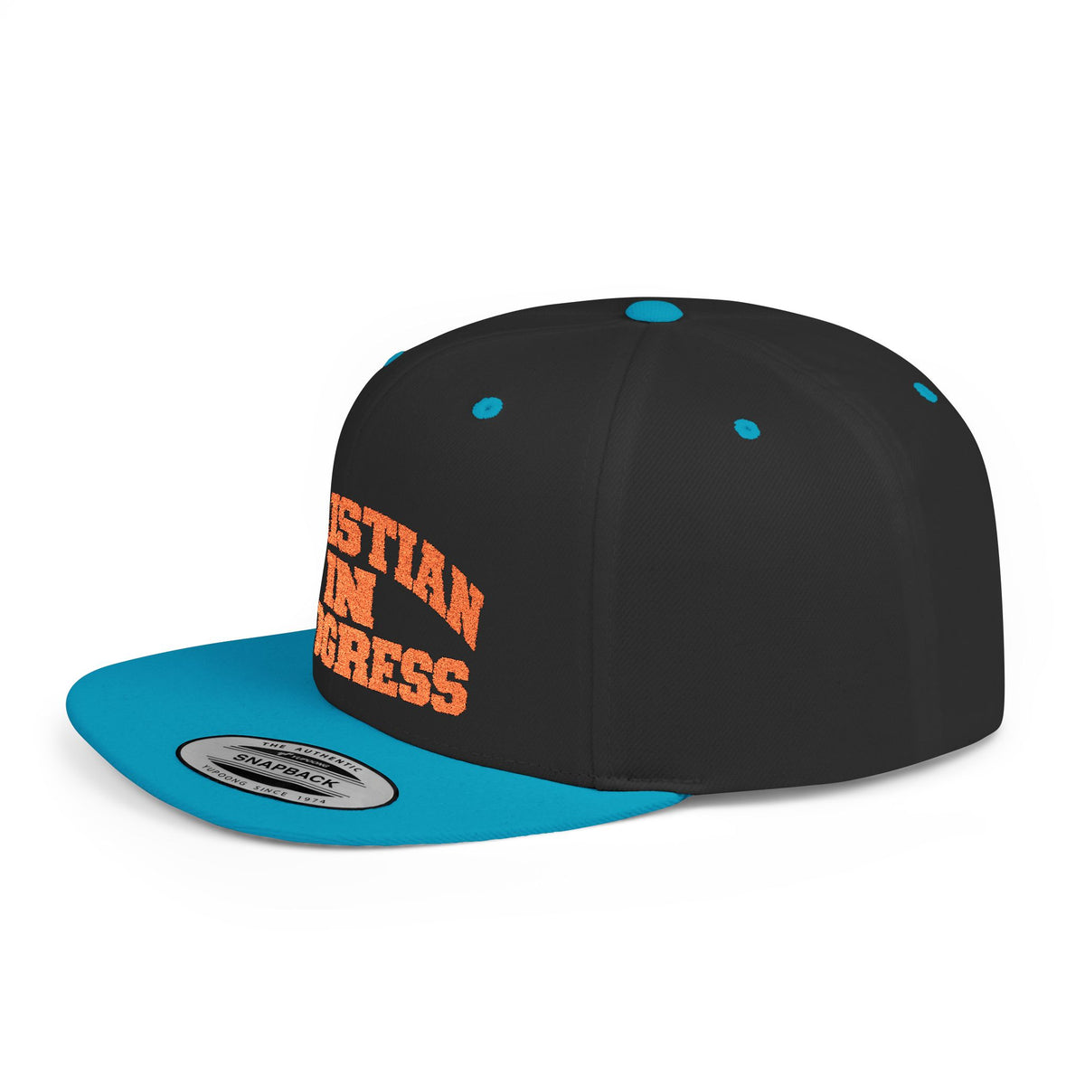 Snapback Hat — "Christian In Progress" Embroidered Flat Bill