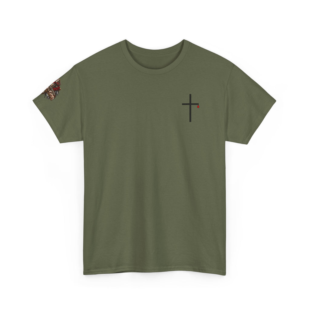Minimal Cross T-Shirt — Small Chest Christian Cross Tee