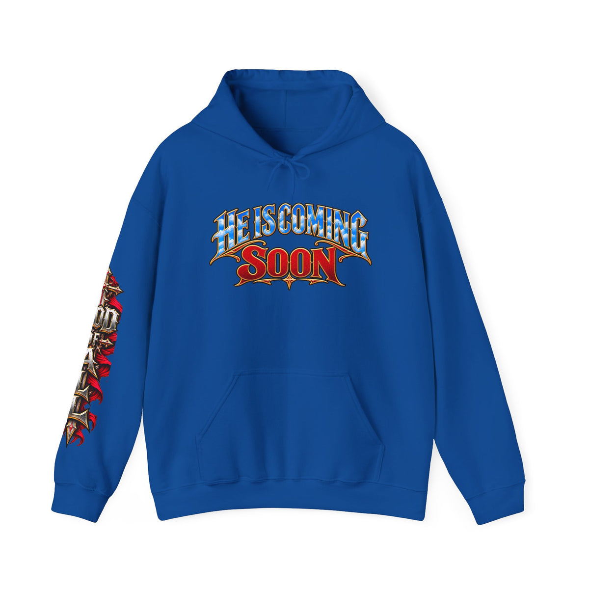 He Is Coming Soon Christian Hoodie – Front, Back & Sleeve Design