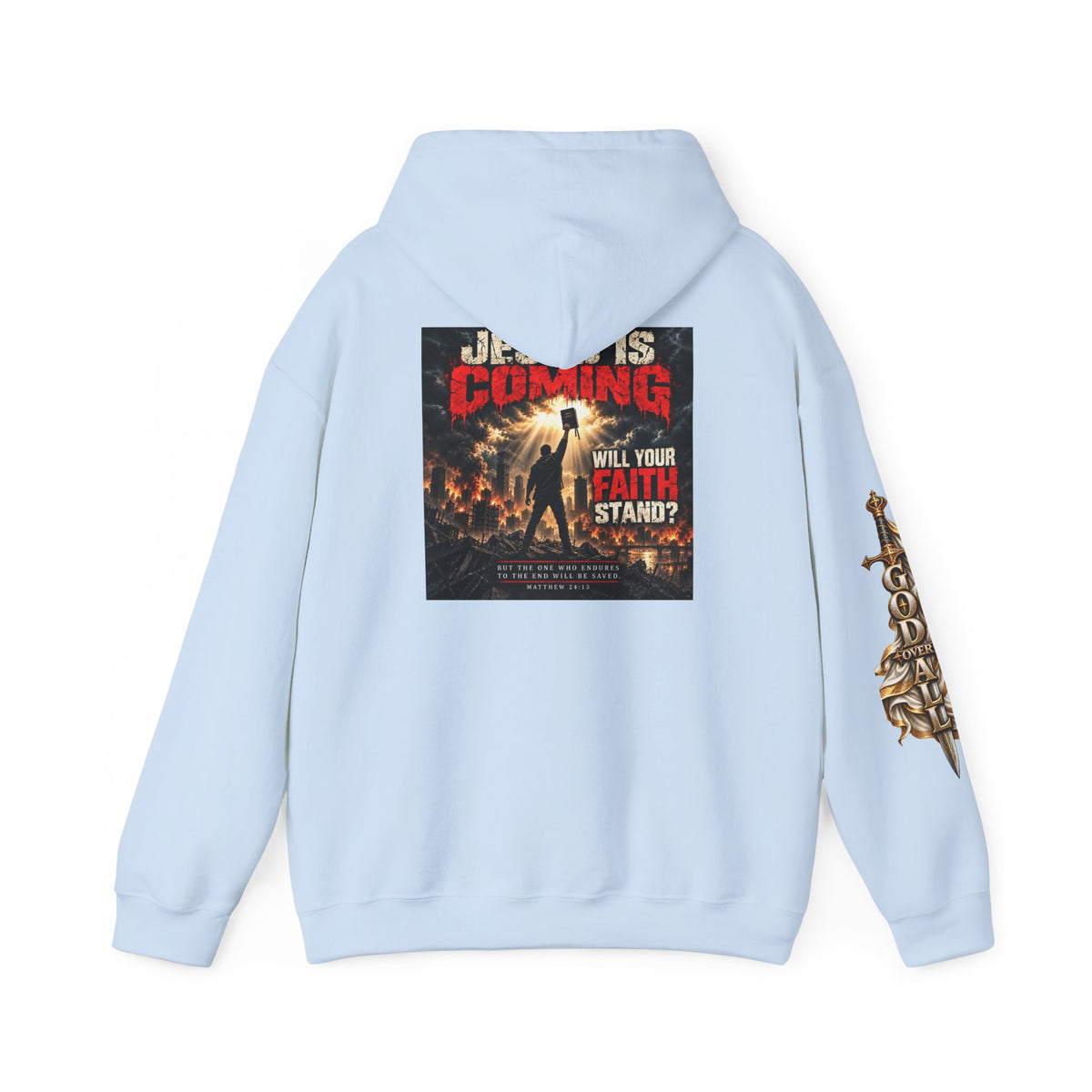 Religious Graphic Hoodie — "Jesus Is Coming / One God One Salvation" Apocalyptic Faith Sweater