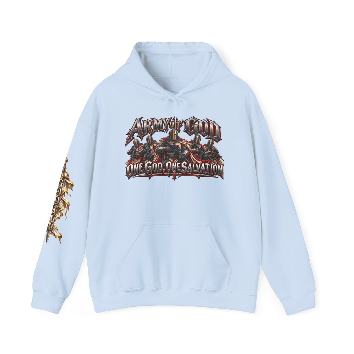 Christian Metal Hoodie - "One God, One Salvation" Graphic Pullover