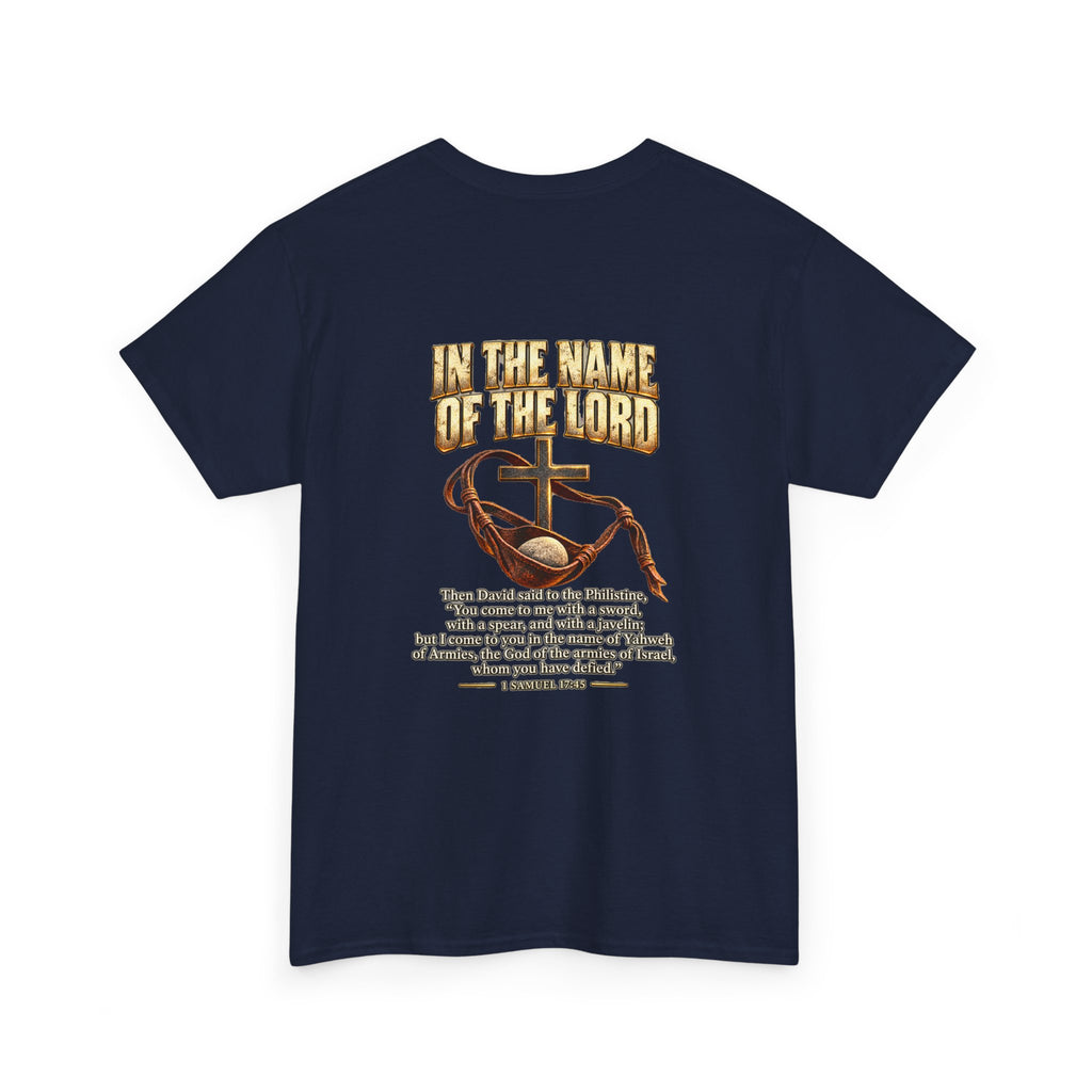 Christian Faith T-Shirt — "In the Name of the Lord" Cross & Scripture Graphic Tee