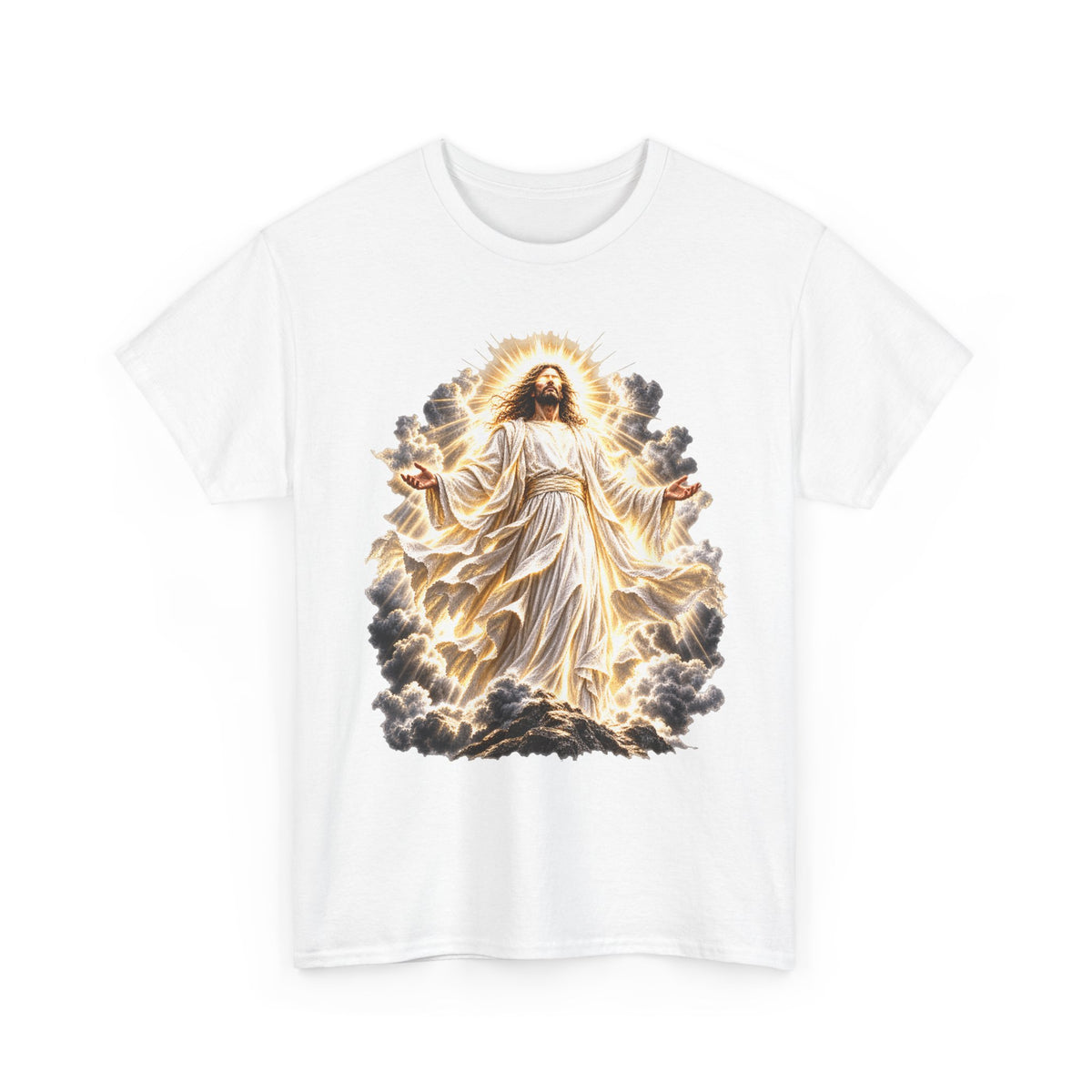 Jesus Ascending from Clouds Christian Faith T-Shirt