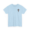 Christian Cross Chest Tee — Small Floral Cross T-Shirt