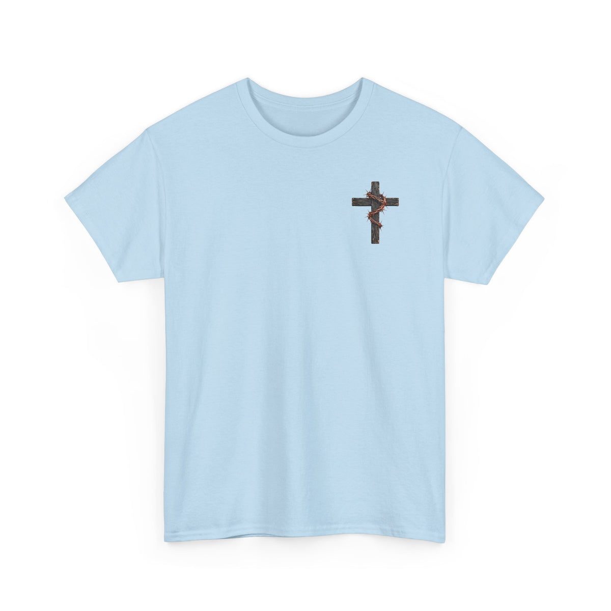 Christian Cross Chest Tee — Small Floral Cross T-Shirt