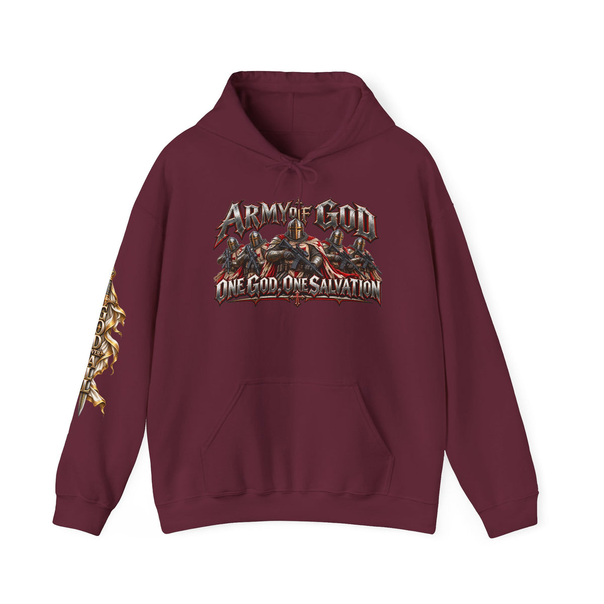Christian Metal Hoodie - "One God, One Salvation" Graphic Pullover