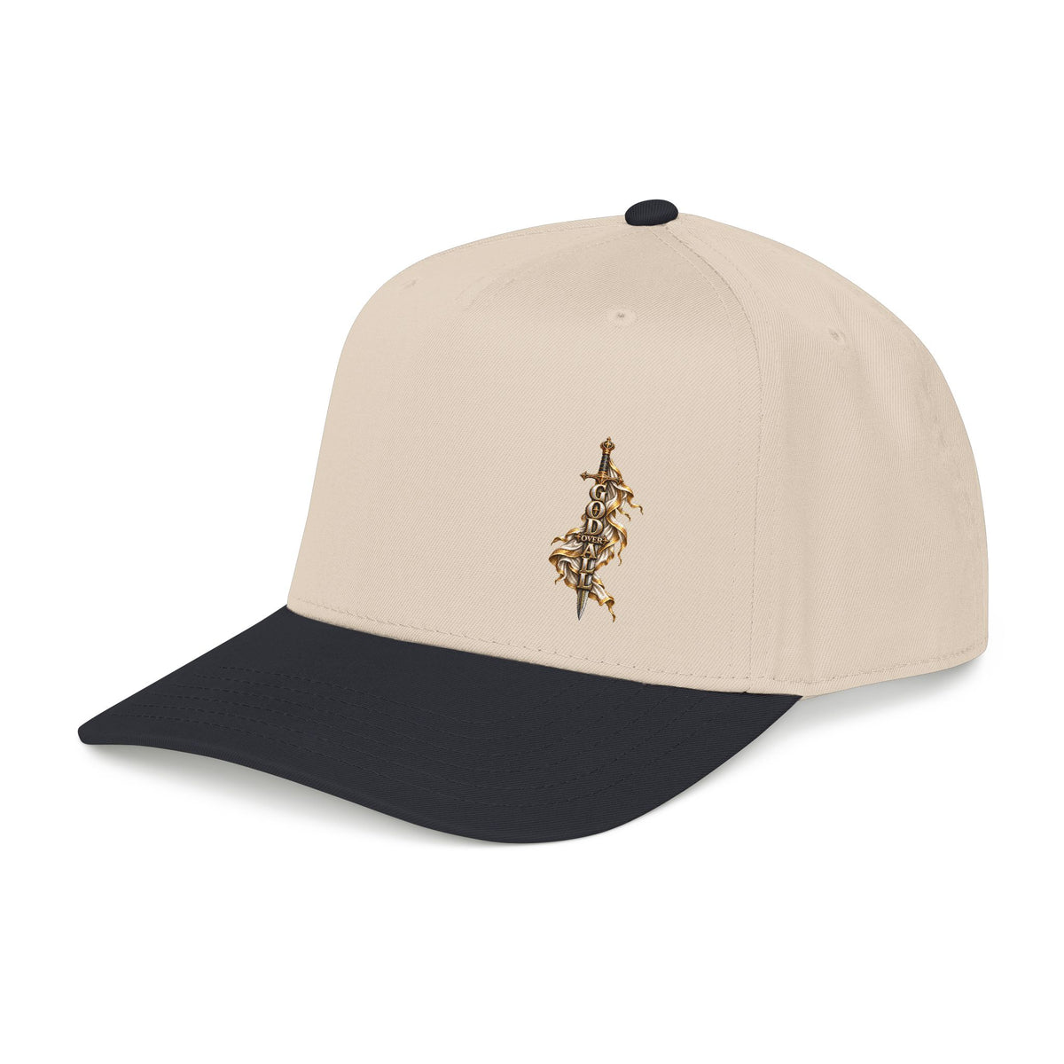 Baseball Cap — Ornate Gold Floral Cross Embroidered