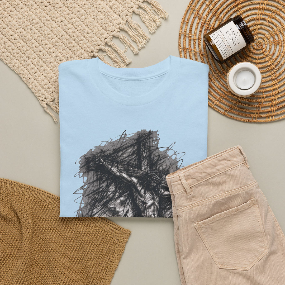 Jesus on the Cross Sketch T-Shirt – Christian Faith Design