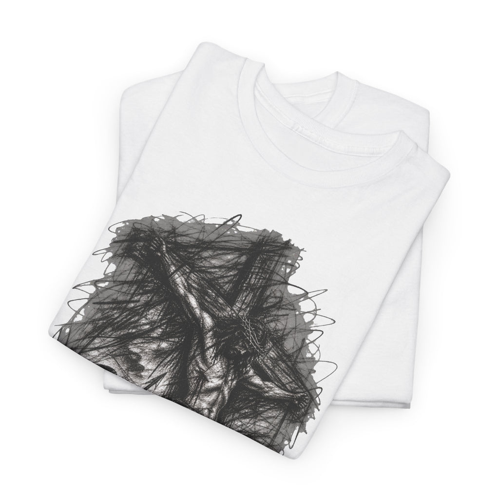 Jesus on the Cross Sketch T-Shirt – Christian Faith Design